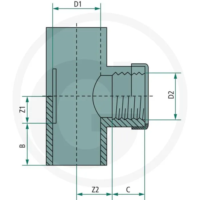 T-stuk pvc-u 110mm met 2x lijmsok en 1x binnendraad